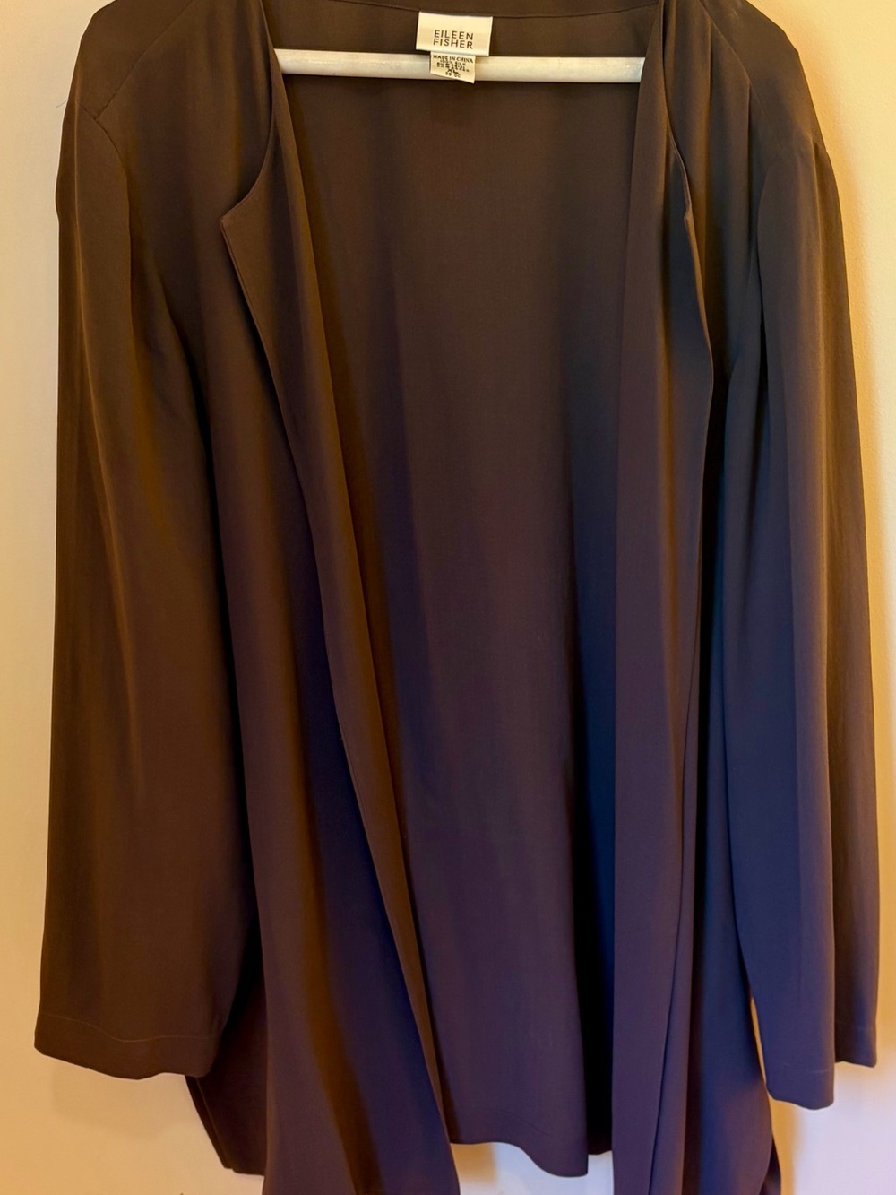 Eileen Fisher Open-Front Lightweight Shirt Jacket in Brown